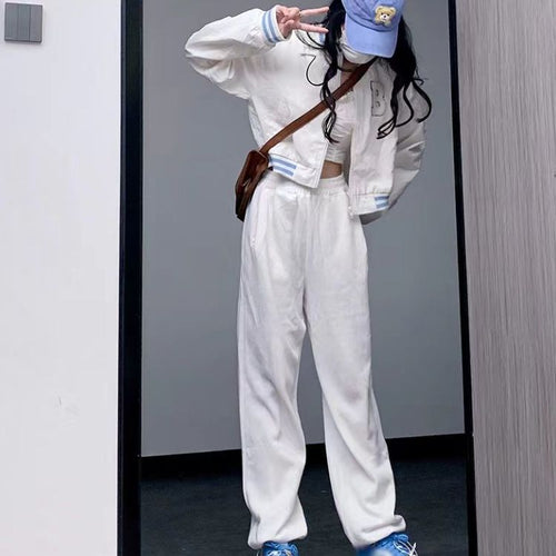 Cropped Baseball Jacket With Embroidery