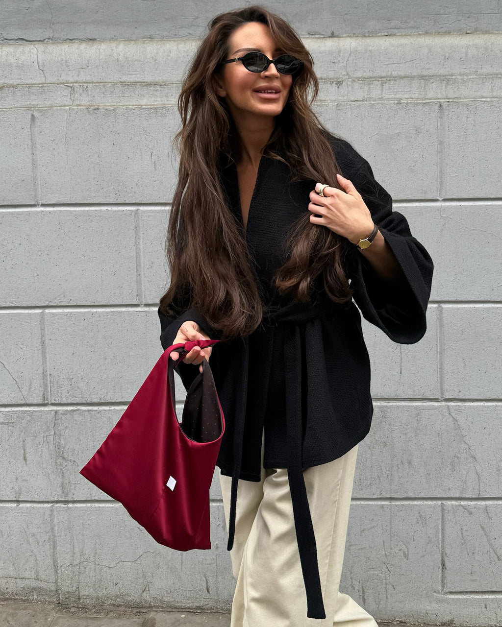 V-neck Lace-up Chanel-style Long-sleeve Jacket