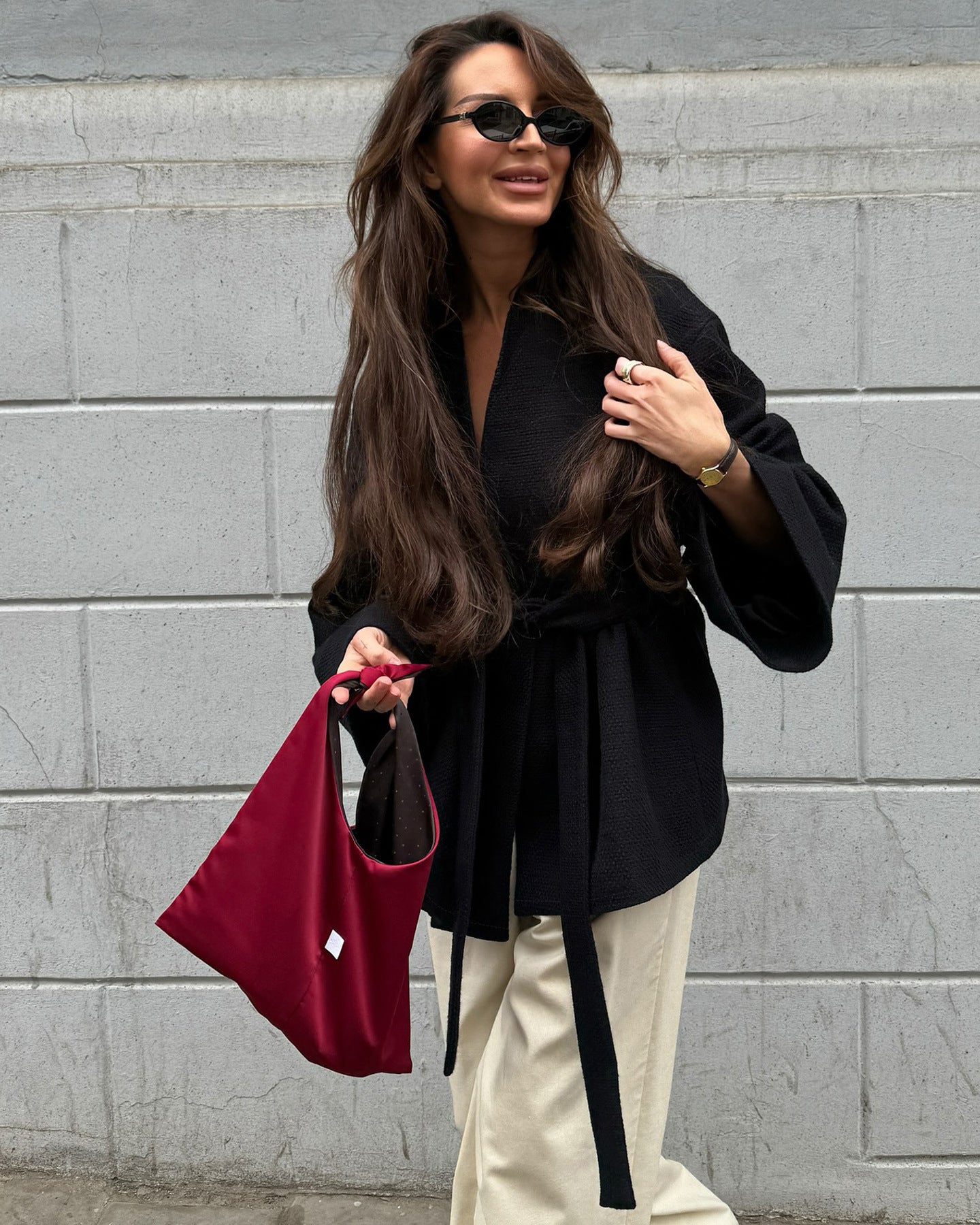 V-neck Lace-up Chanel-style Long-sleeve Jacket